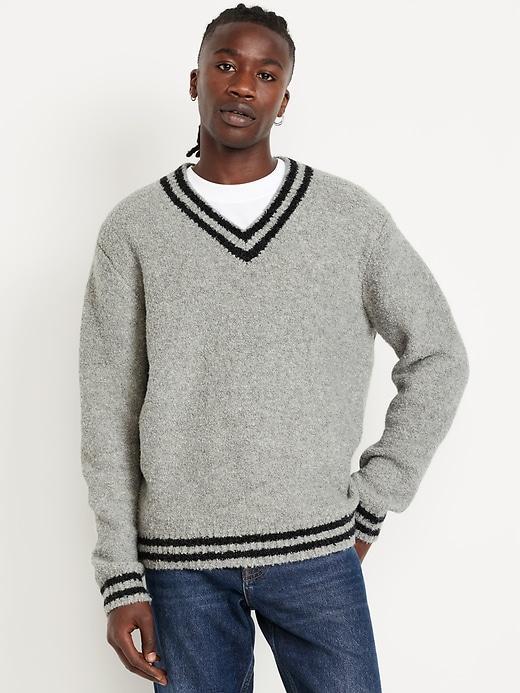 V-Neck Bouclé Sweater Product Image