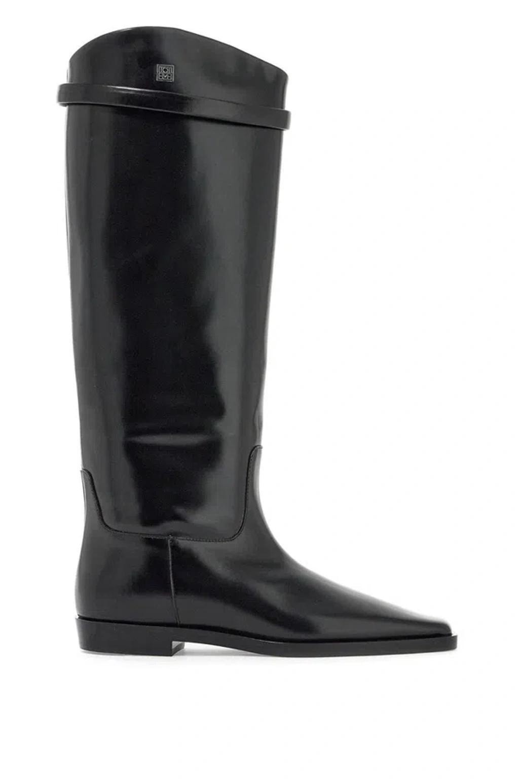 Leather Riding Boot In Black product image