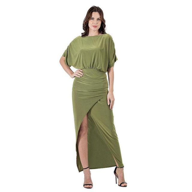 Womens 24Seven Comfort Apparel Long Sleeve V-Neck Side Slit Maxi Dress Product Image