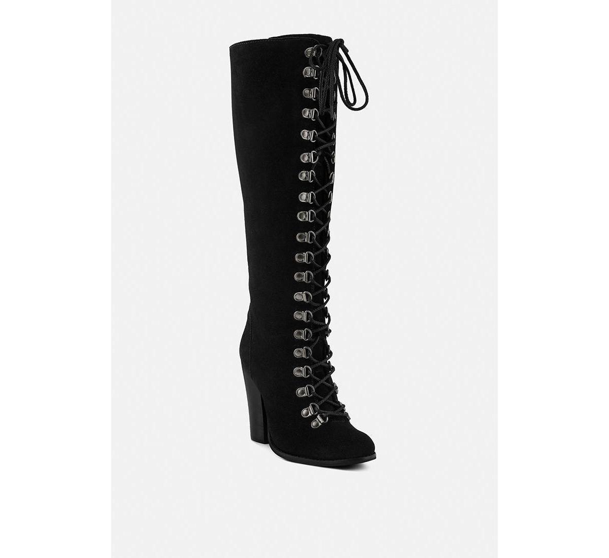 Street-slay Womens Antique Eyelets lace up Knee Boots Product Image