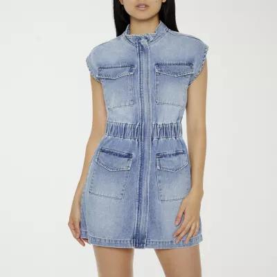 Forever 21 Cinched Denim Womens Sleeveless Empire Waist Dress Juniors Product Image