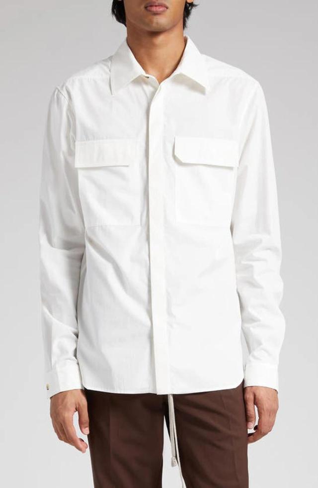 Pointed-collar Cotton Shirt In Milk Product Image