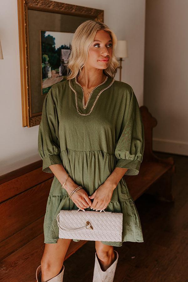 Dreamy Moment Mini Dress in Olive Product Image