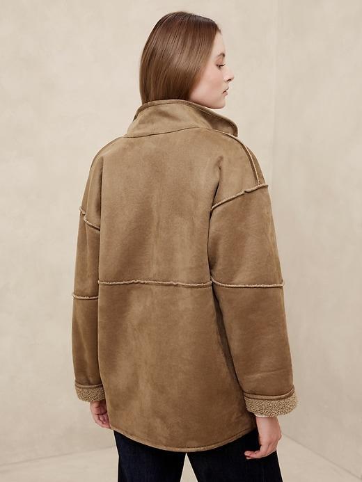 Reversible Vegan Suede Sherpa Jacket Product Image