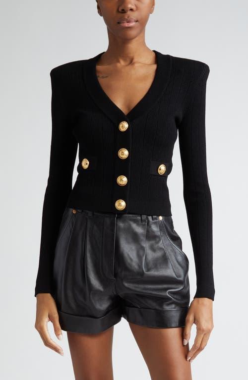 Balmain - Buttoned Ribbed-Knit Cropped Cardigan - WhiteModa Operandi Product Image