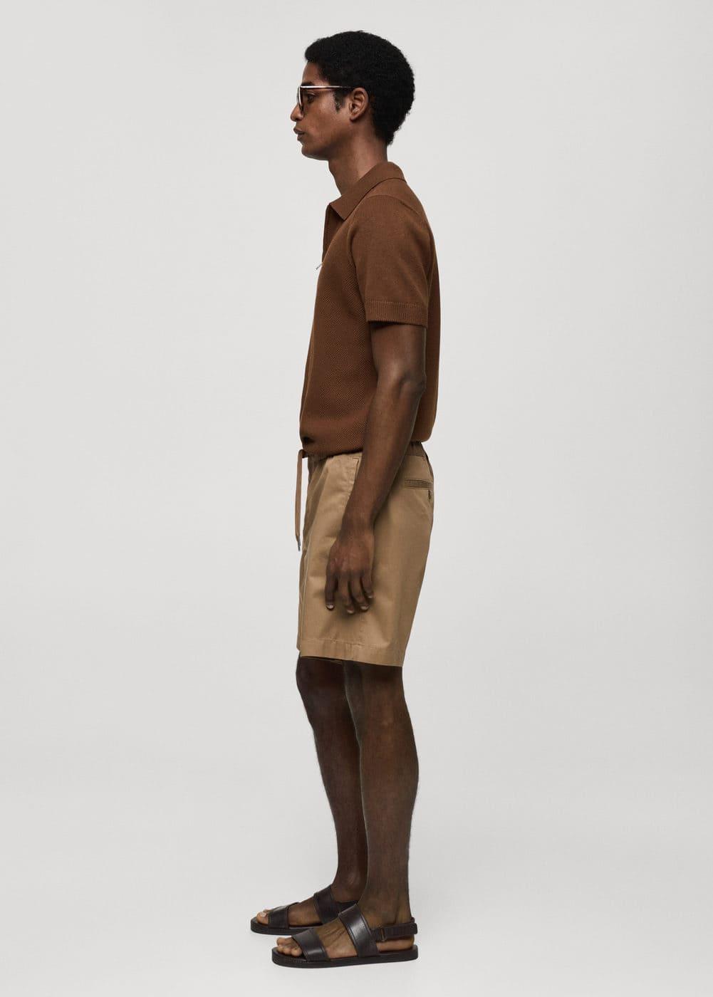 MANGO MAN - 100% cotton drawstring Bermuda shorts beigeMen Product Image