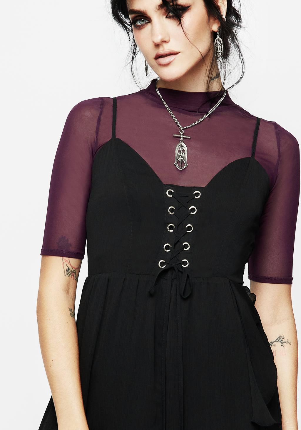 Corsair Lace Front Asymmetric Midi Dress Product Image