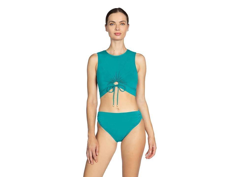 Robin Piccone Aubrey High Waist Bottom (Cyan ) Women's Swimwear Product Image