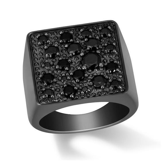 Men's 2 CT. T.w. Black Diamond Square-Top Ring in Oxidized Black Sterling Silver Product Image