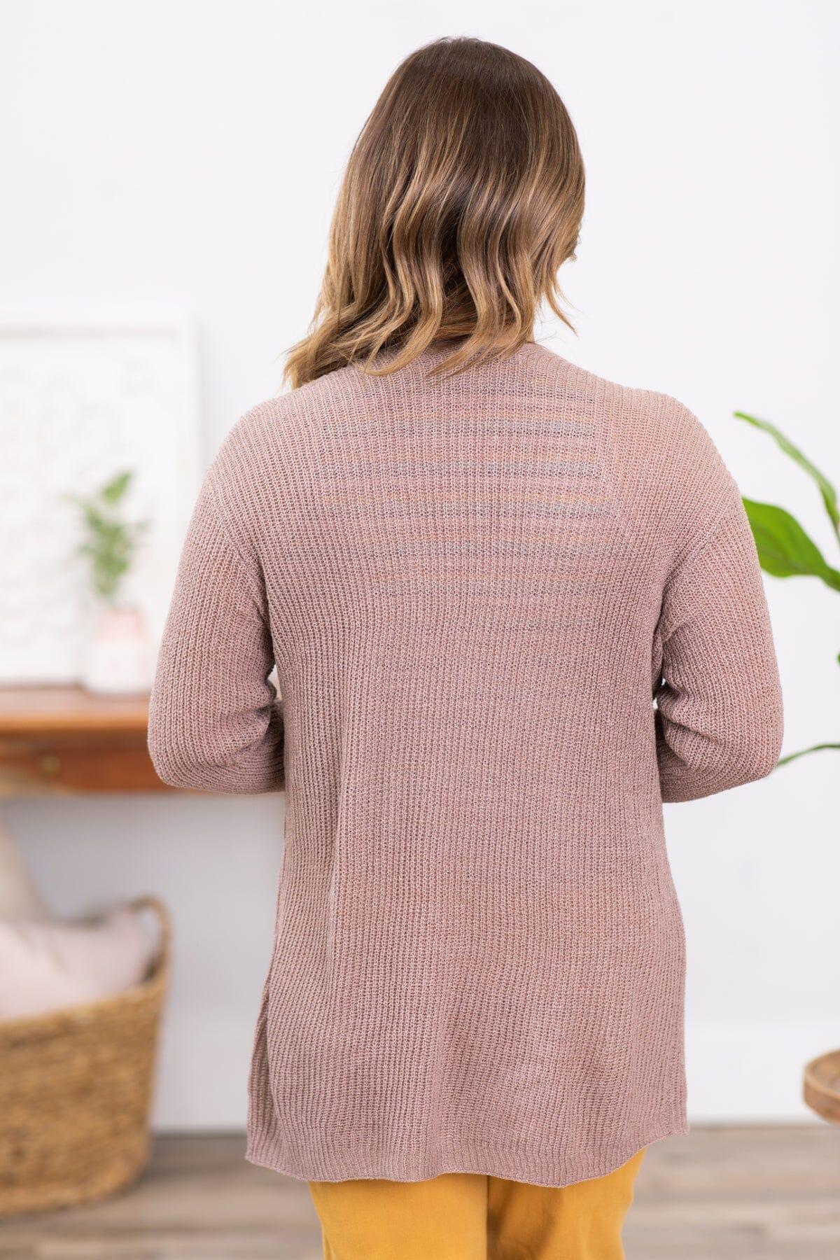 Mocha Sweater Cardigan With Pockets Product Image