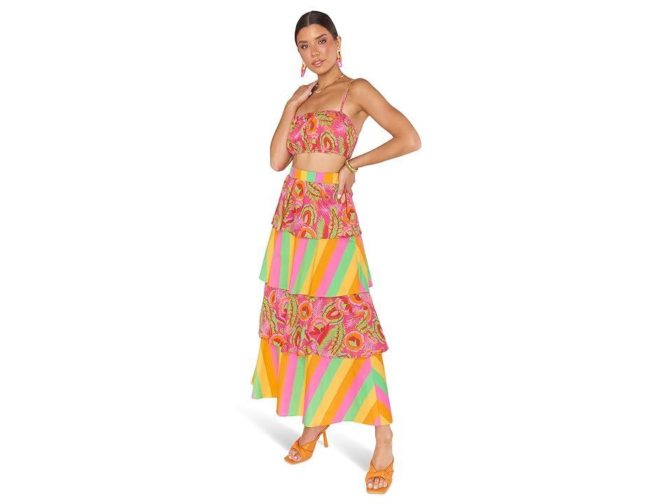 Show Me Your Mumu Full Swing Skirt (Neon Stripe Poplin) Women's Skirt Product Image