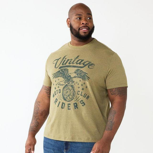 Big & Tall Vintage Riders Graphic Tee, Mens Sage Black Grey Product Image