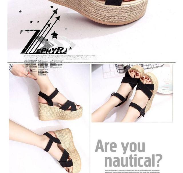 Platform Wedge Heel Espadrille Sandals Product Image