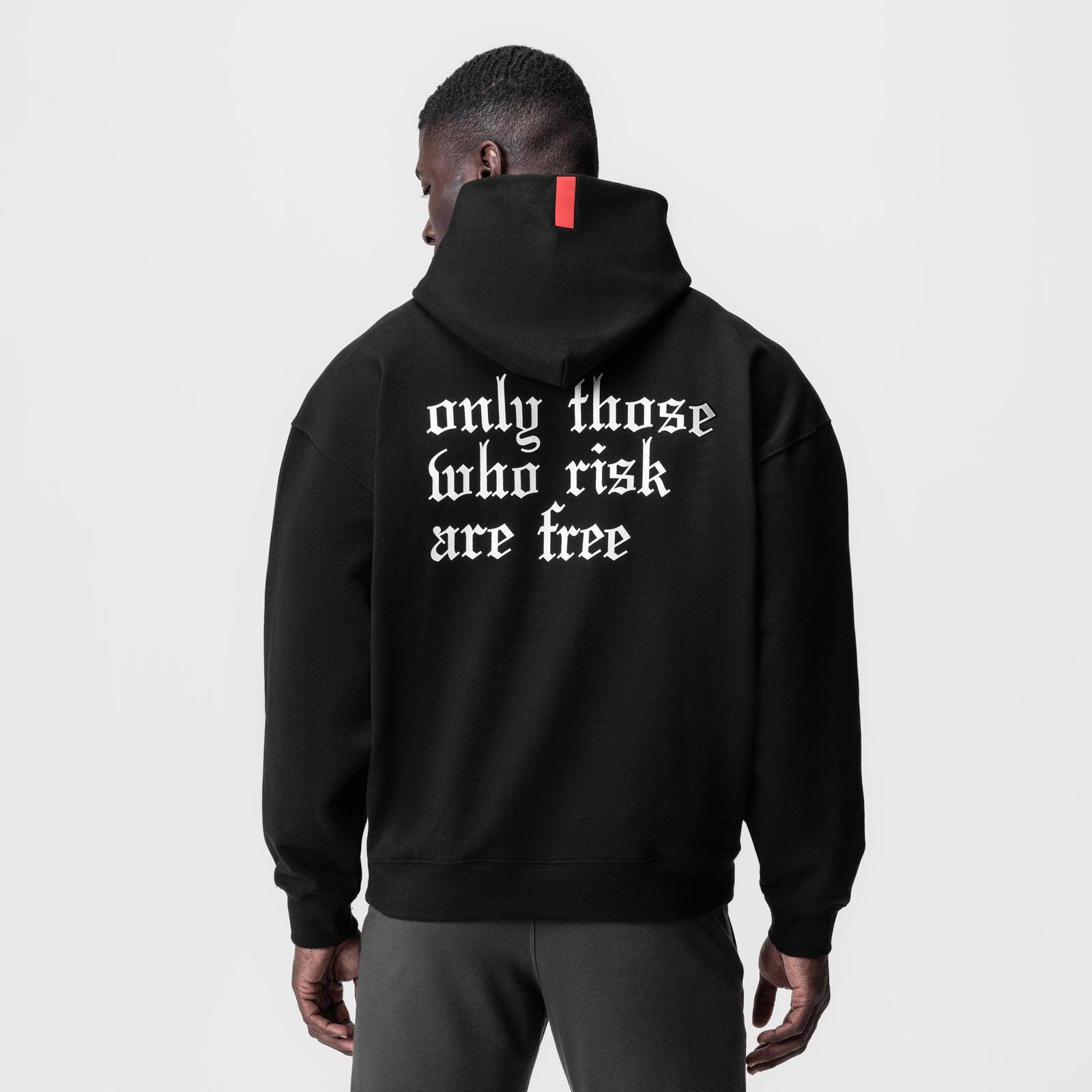 0874. Tech-Terry™ Zip Pocket Hoodie  -  Black/White "OTWR" Product Image