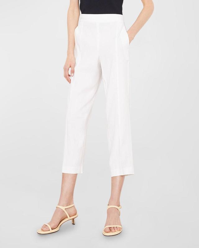 Vince Pintuck Tapered Crop Linen Blend Trousers Product Image