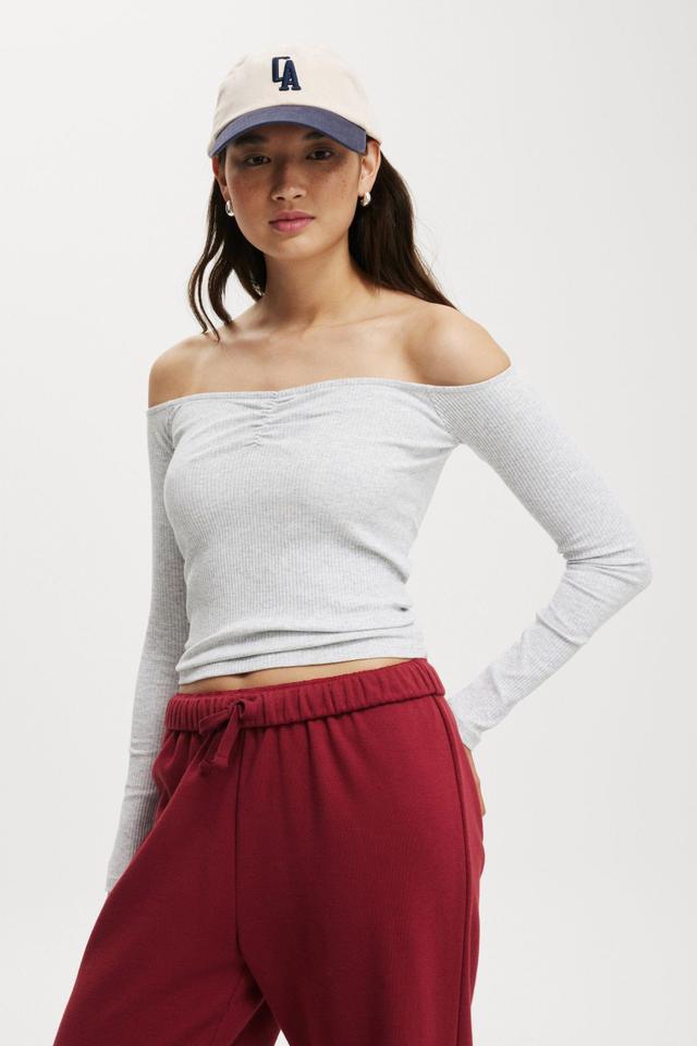 Cotton On Women - Rosa Off The Shoulder Long Sleeve Top - Grey marle Product Image