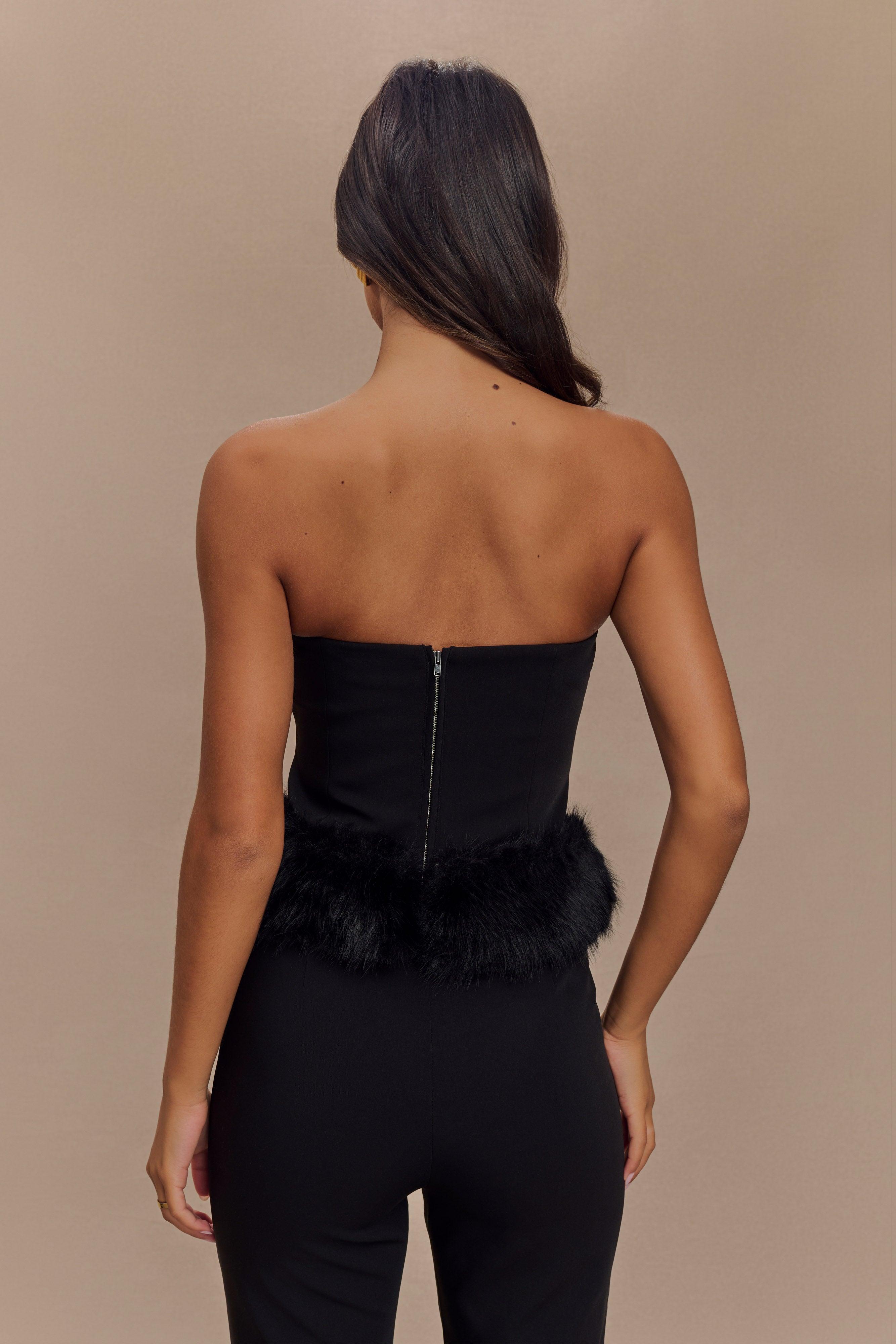 Jacklyn Strapless Faux Fur Top - Black Product Image