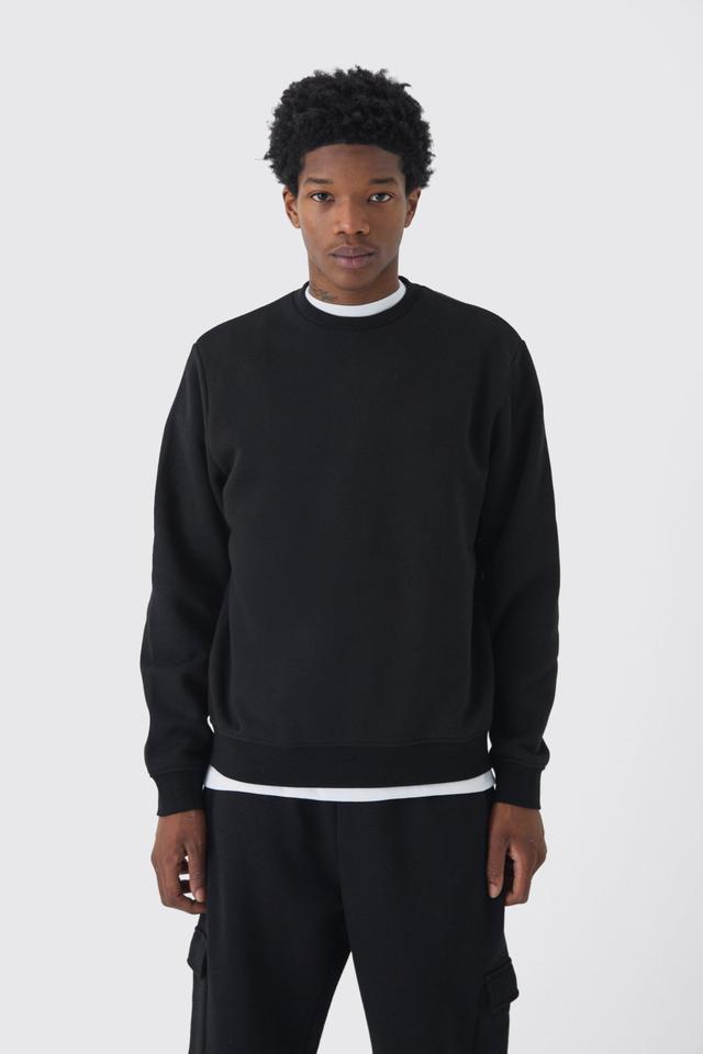 330GSM Basic Crew Neck Sweatshirt | boohooMAN USA Product Image