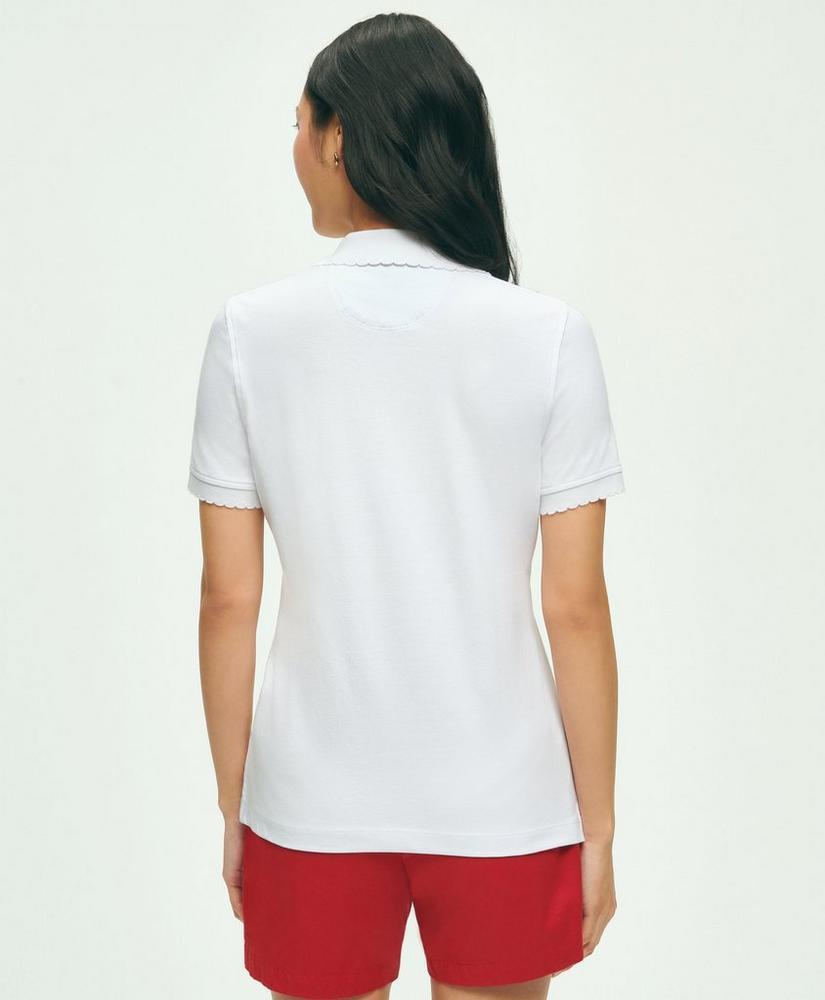 Cotton Blend Scalloped Pique Polo Shirt Product Image