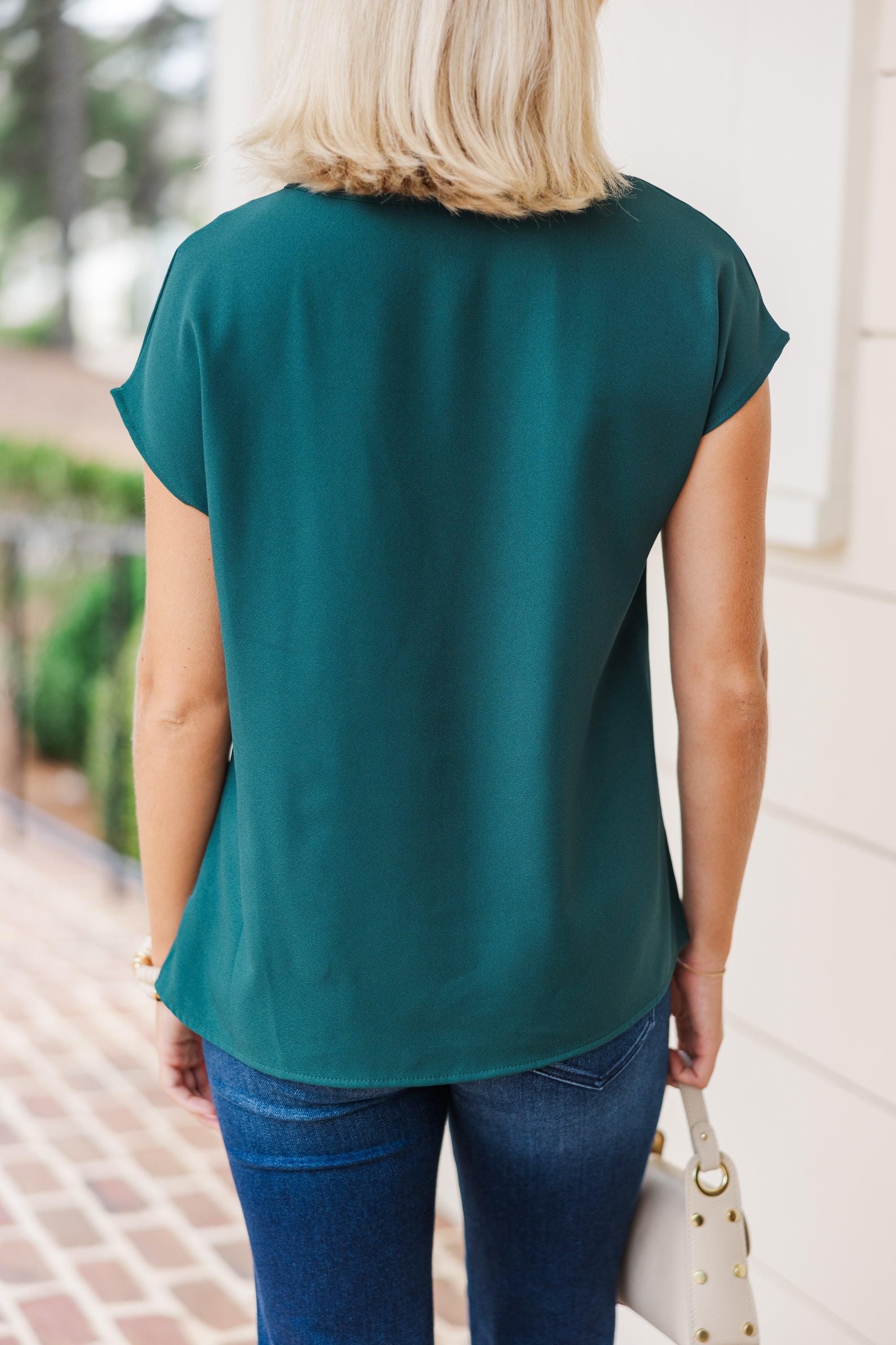 Hello Beautiful Hunter Green Cap Sleeve Top Female Product Image