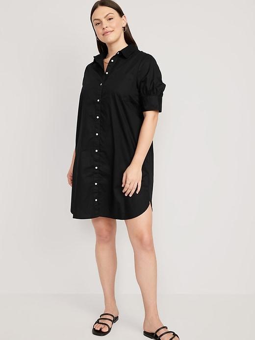 Short-Sleeve Jean Shirt Dress Product Image