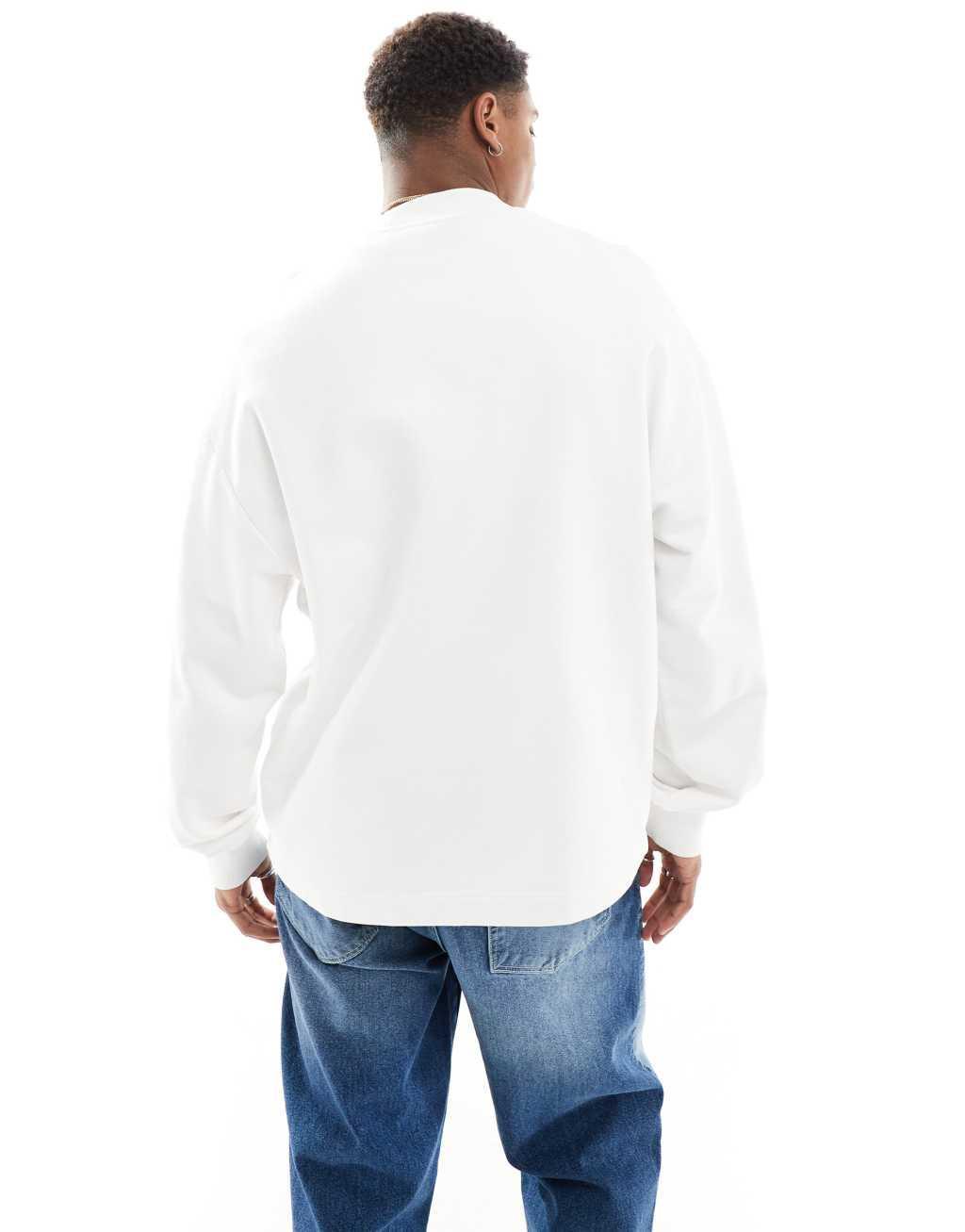 HUGO BLUE relaxed logo sweatshirt in white Product Image