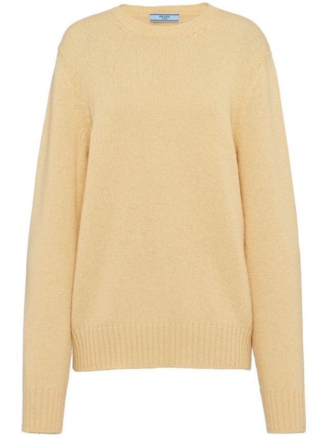 Wool And Cashmere Crew-neck Sweater In Yellow Product Image