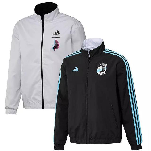 Mens adidas Black/White Minnesota United FC 2023 On-Field Anthem Full-Zip Reversible Team Jacket Product Image