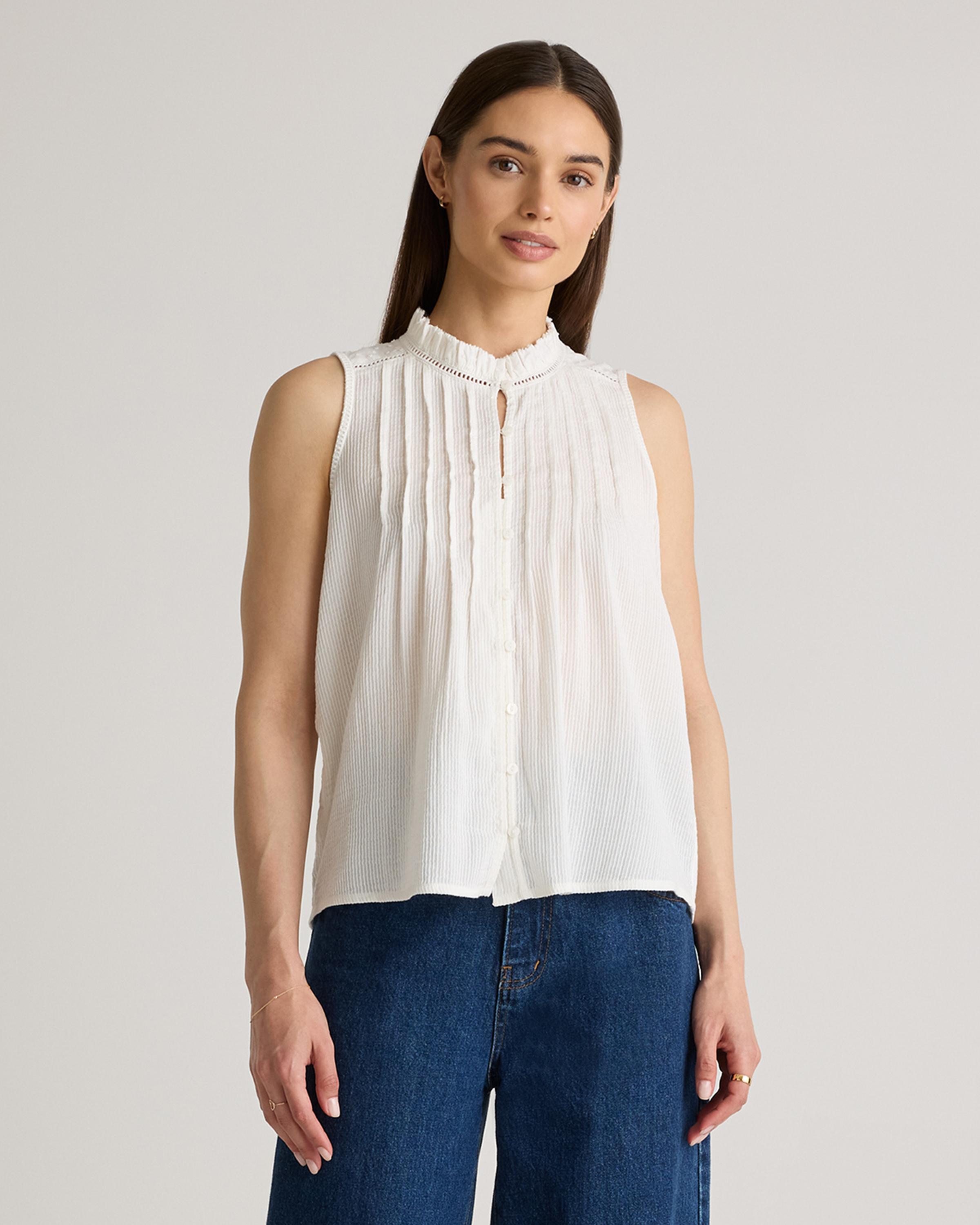 Organic Textured Cotton Sleeveless Blouse Product Image