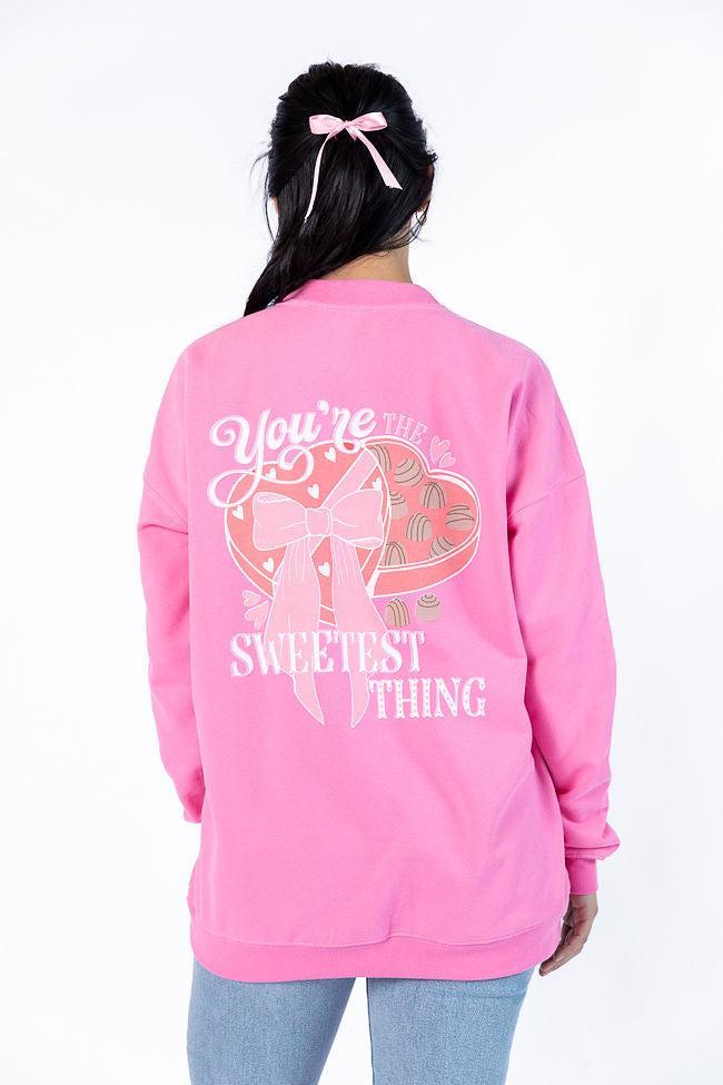 You're The Sweetest Thing Pink Oversized Graphic Sweatshirt SALE Product Image