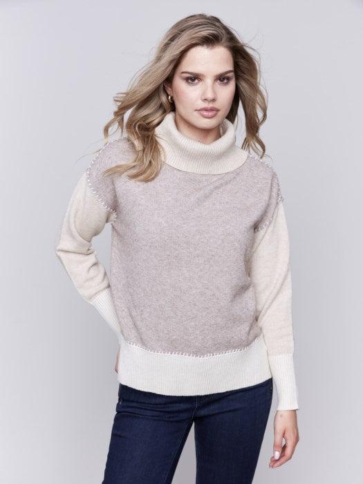 ColorBlock Turtle Neck Sweater Product Image