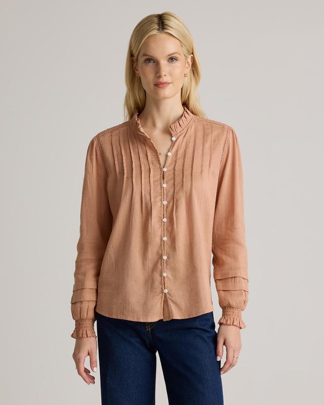 Organic Textured Cotton Peasant Blouse Product Image