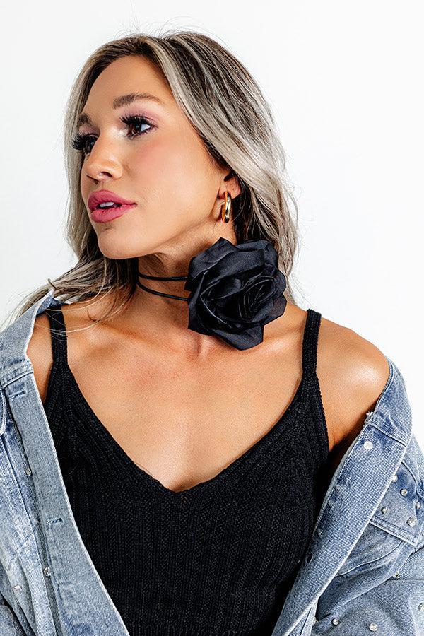 The Last Rose Wrap Necklace In Black Product Image