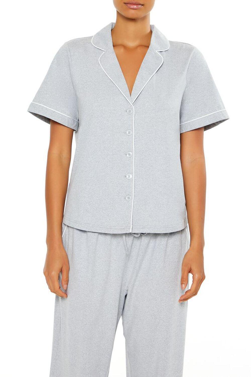 Heathered Shirt & Pants Pajama Set | Forever 21 Product Image