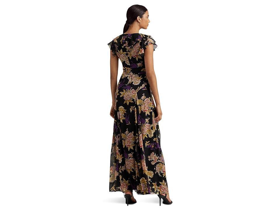 Lauren Ralph Lauren Floral Belted Crinkle Georgette Gown Product Image