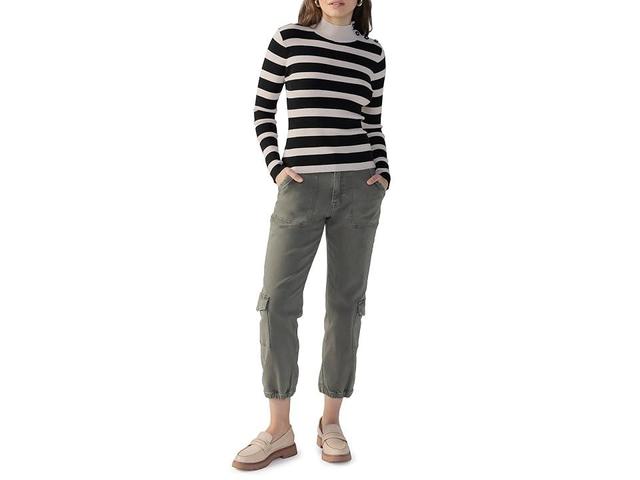 Sanctuary Lean in Button Shoulder Rib Top (Toasted Marshmellow Stripe) Women's Clothing Product Image