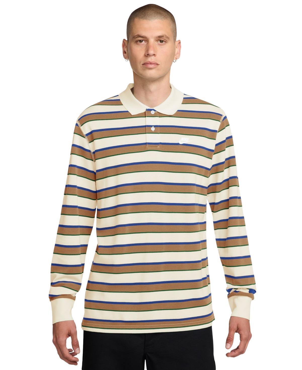 Nike Men's Club Long-Sleeve Striped Polo Product Image