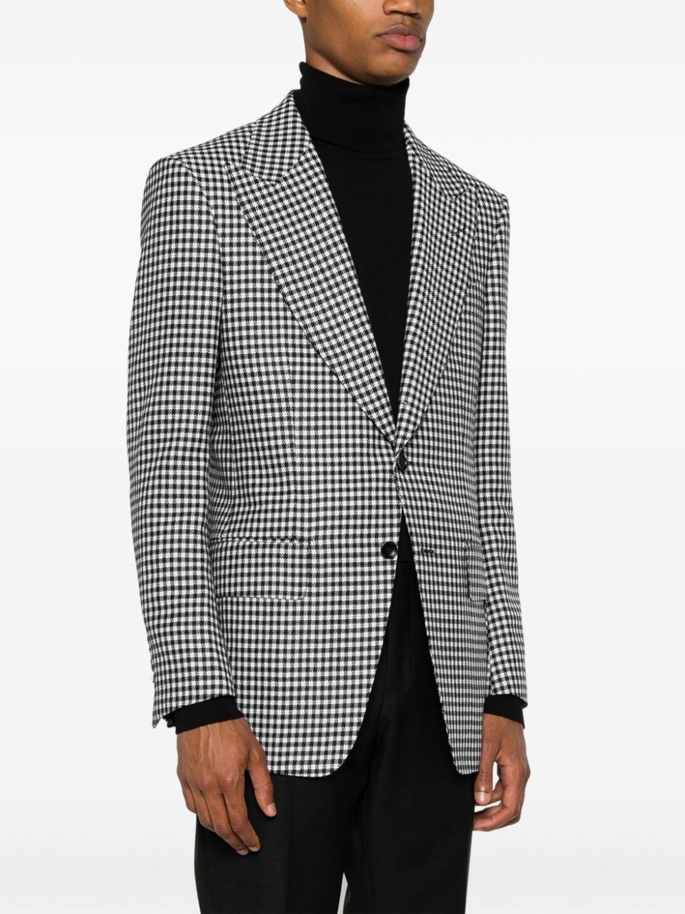 TOM FORD Single-breasted Houndstooth Blazer In Black & White Product Image