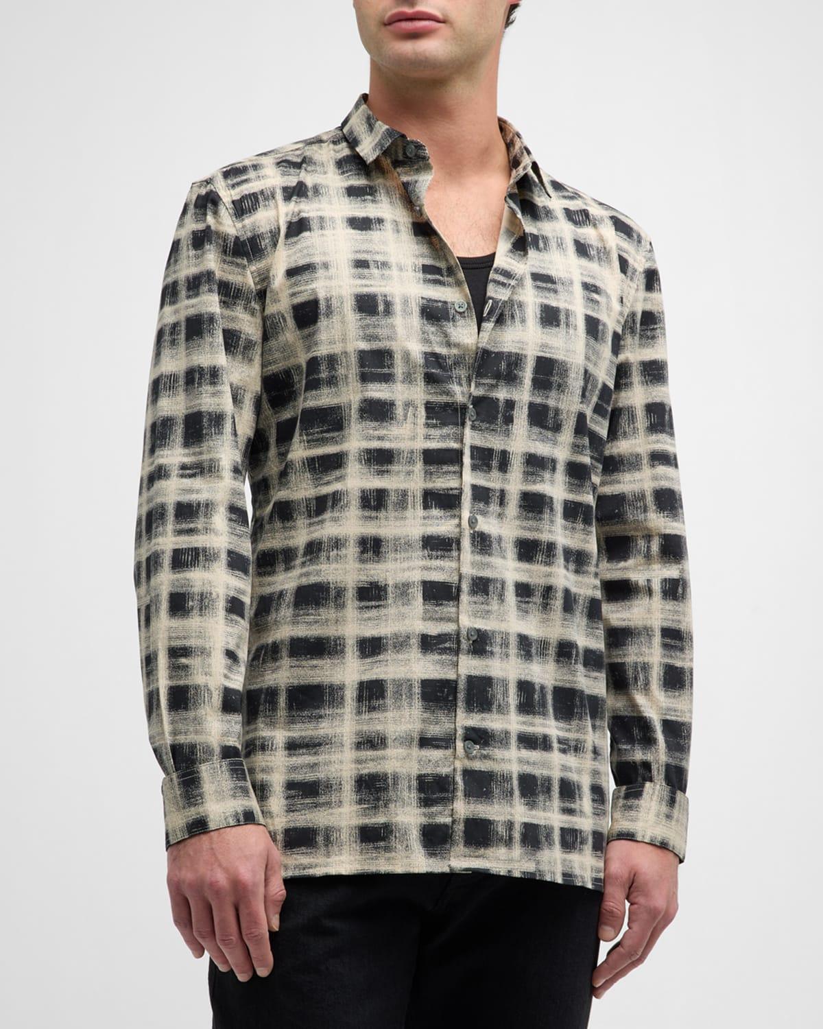 Mens Ross Grid Print Slim Sport Shirt Product Image