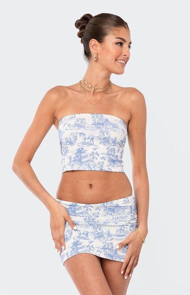 Edikted Women's Delft Print Strapless Top - Product Image