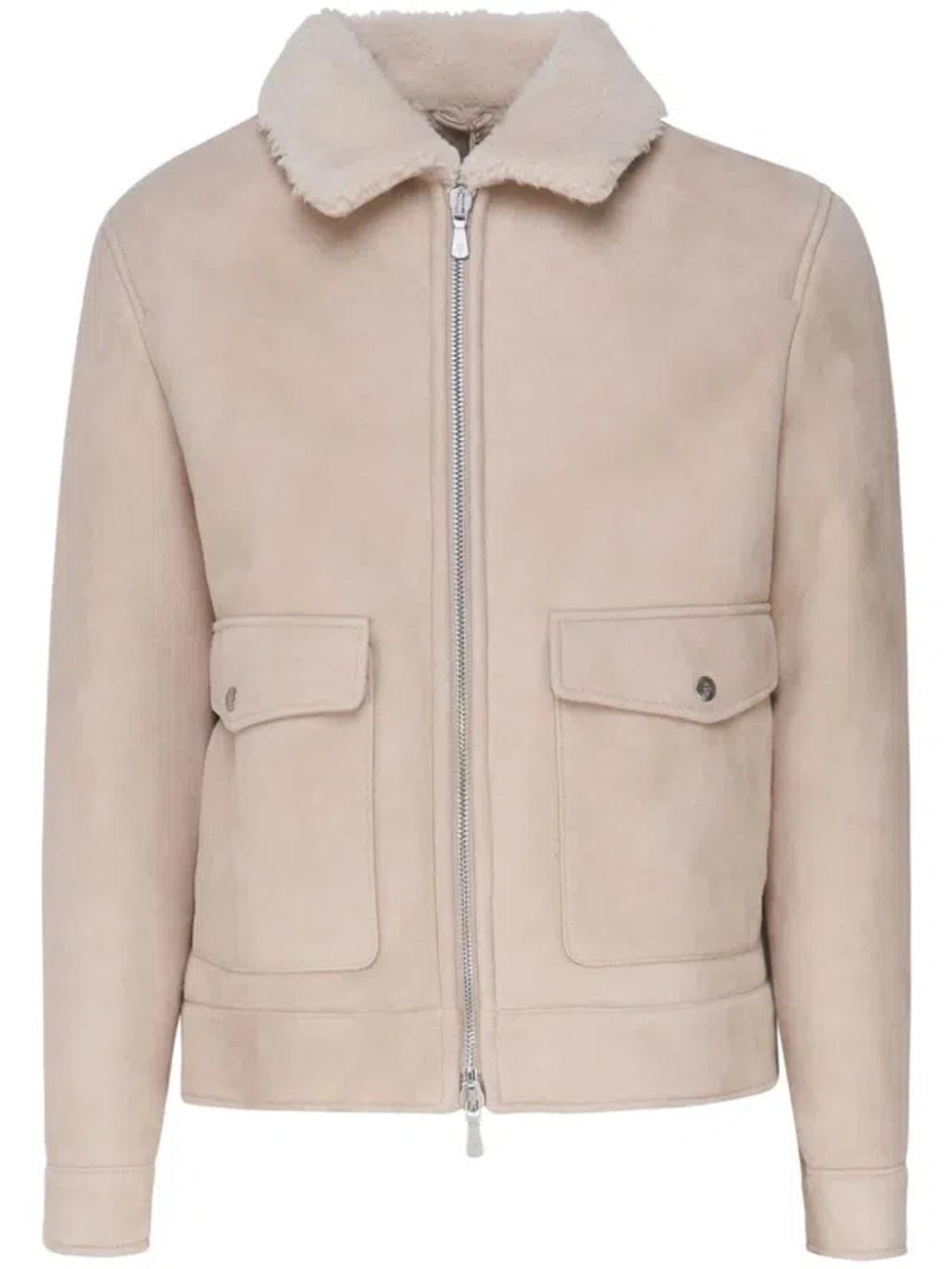 Long-sleeved Suede Jacket In Beige product image