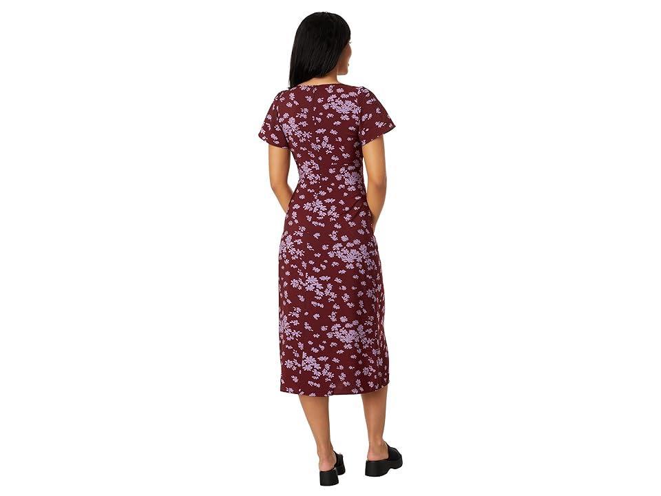 Madewell V-Neck Flutter-Sleeve Midi Dress (Pickwick Daisies Cabernet) Women's Dress Product Image