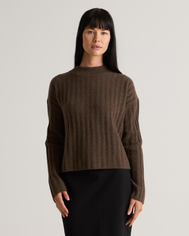 Mongolian Cashmere Wide-Rib Mockneck Sweater Product Image