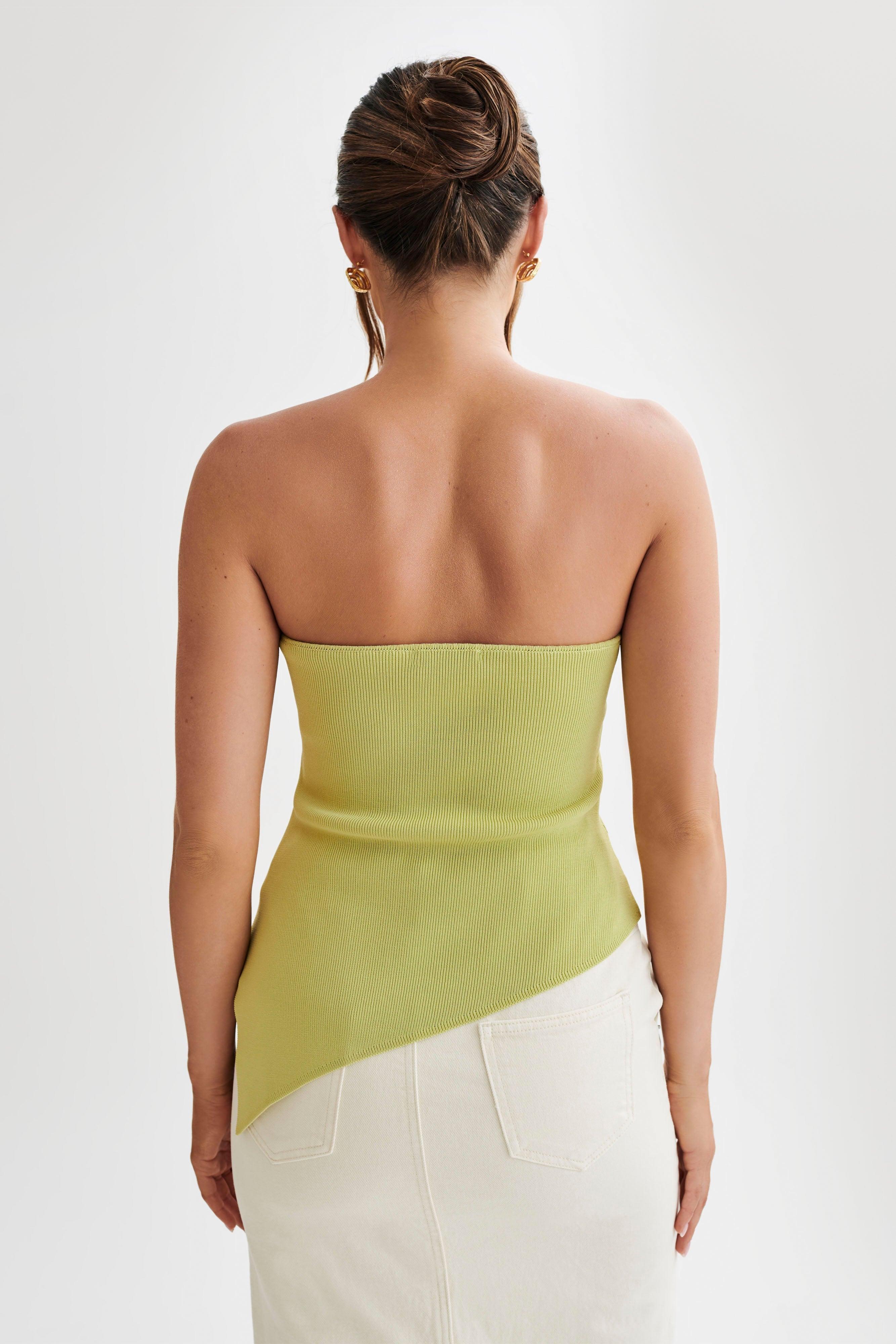 Sidney Asymmetrical Strapless Knit Top - Apple Product Image