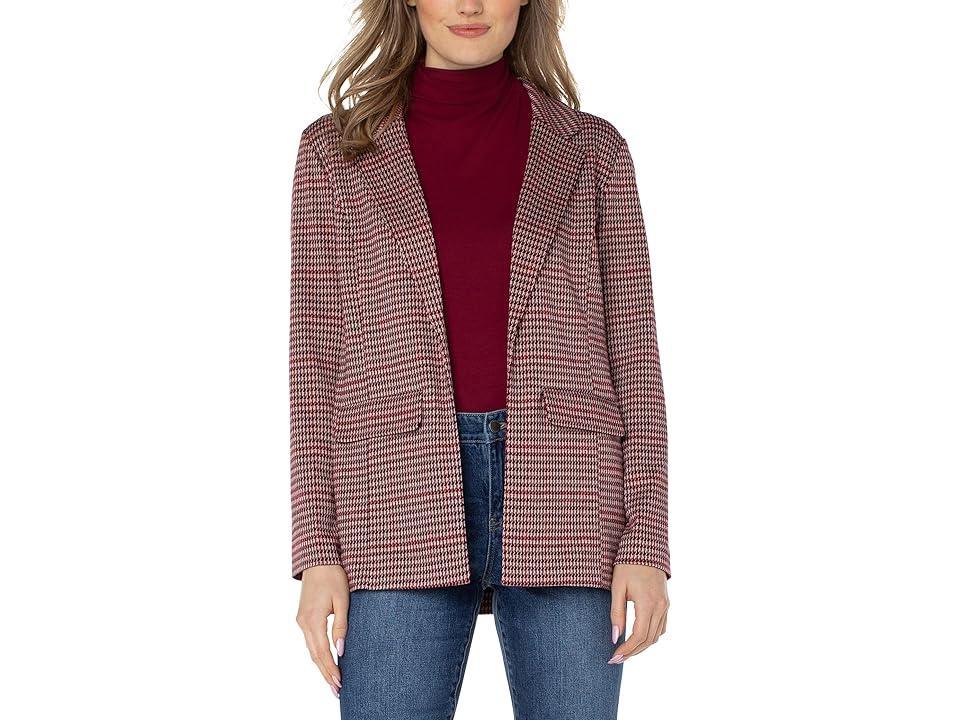 Liverpool Los Angeles Boyfriend Blazer with Princess Dart (Mulberry Multi Houndstooth) Women's Clothing Product Image