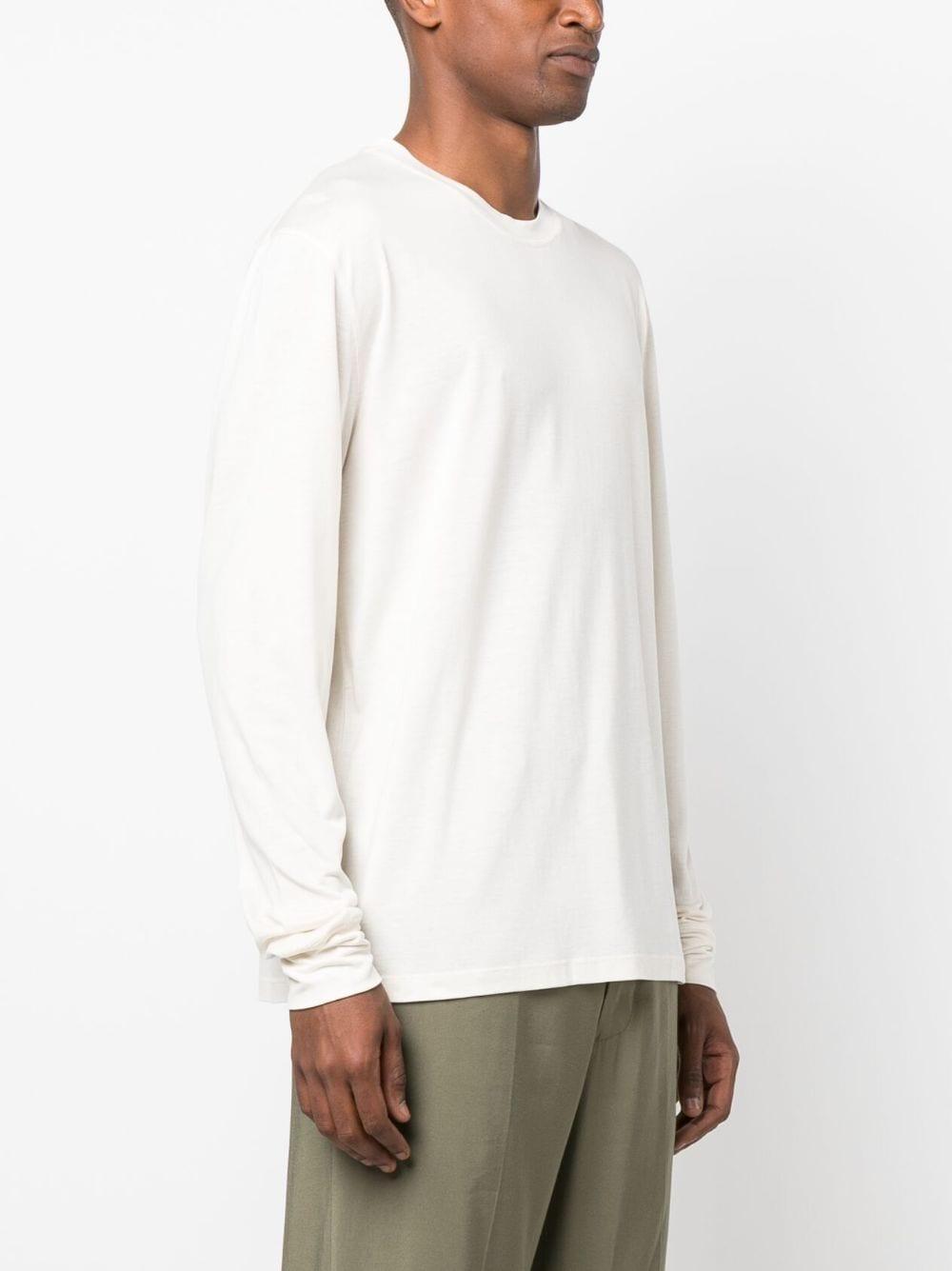 White Crewneck Long Sleeve T-shirt Product Image