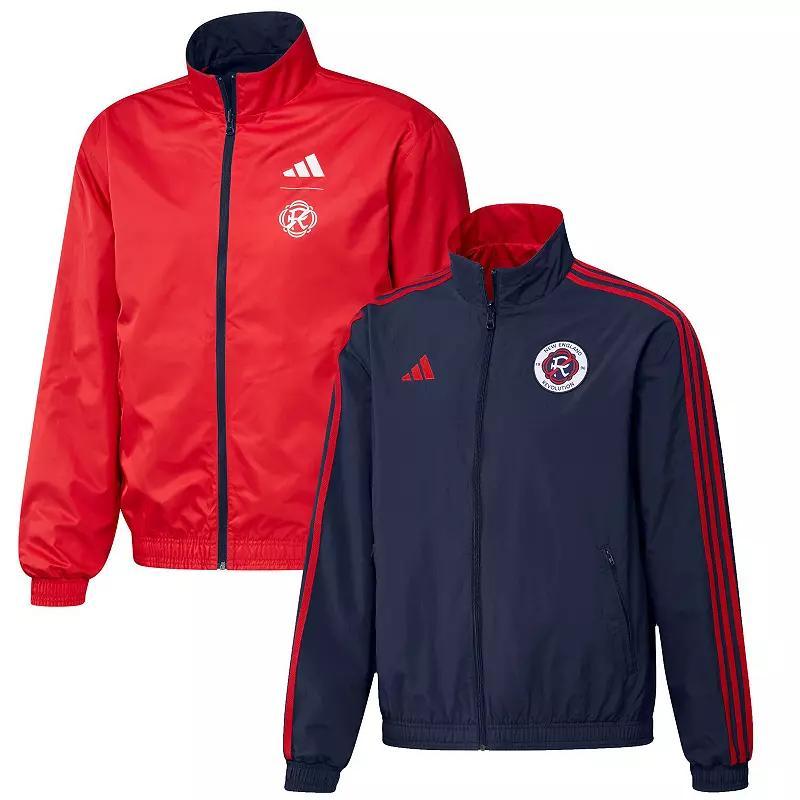 Mens adidas Navy/Red New England Revolution 2023 On-Field Anthem Full-Zip Reversible Team Jacket Ner Blue Product Image