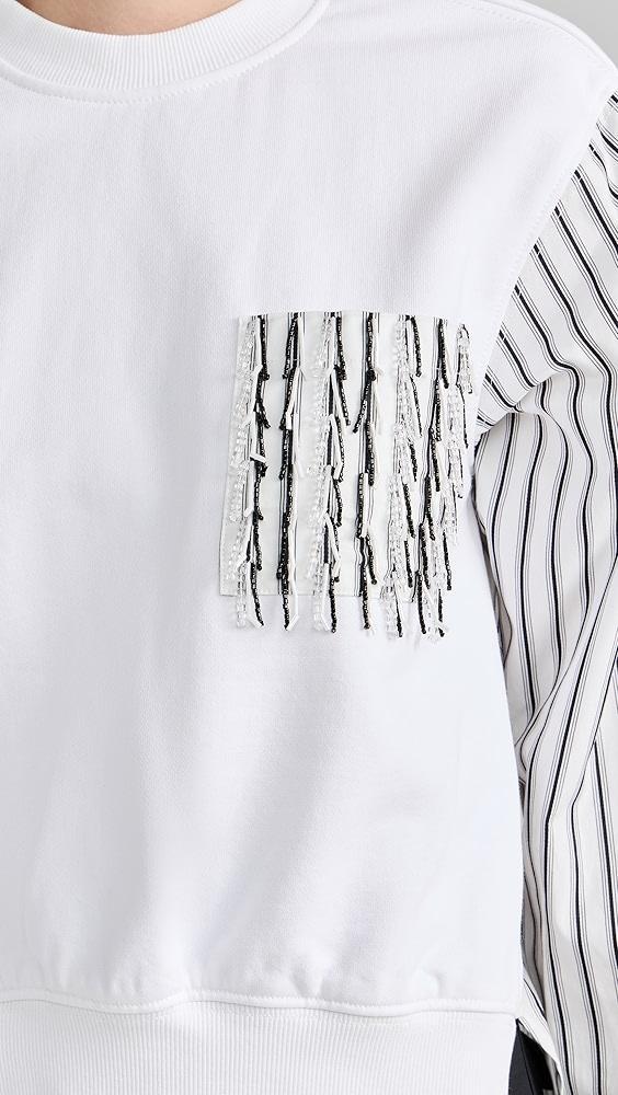 3.1 Phillip Lim Long Sleeve Striped Fringe Pocket Sweatshirt | Shopbop Product Image