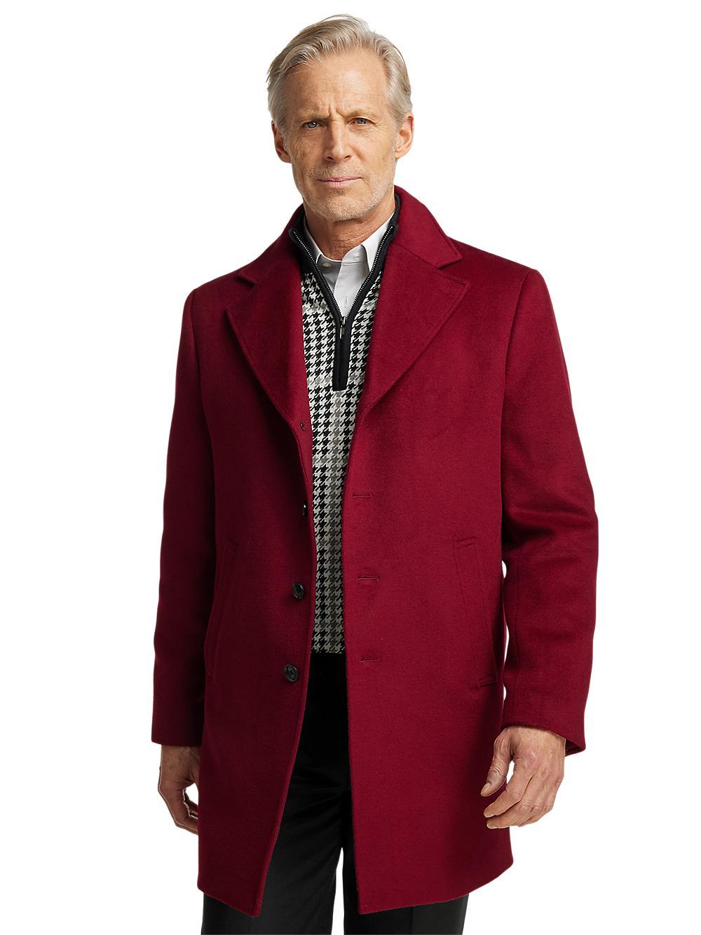 Wool Single Breasted Topcoat - Red Product Image