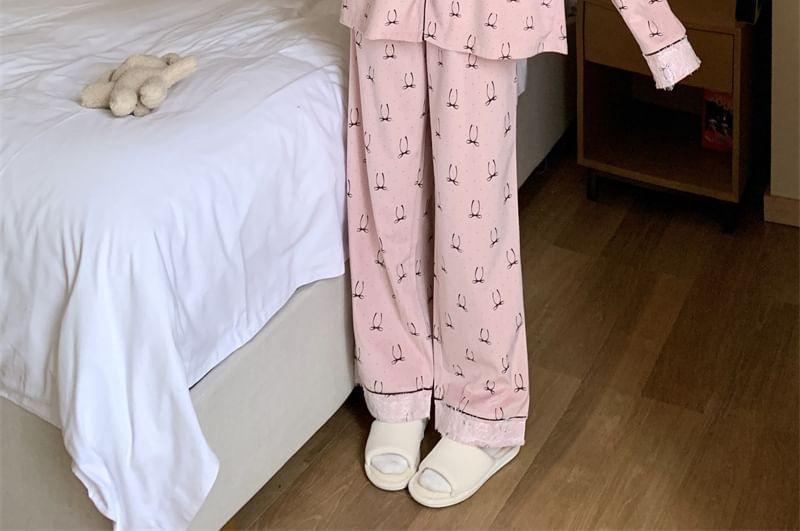 Bow Print Pajama Set Product Image